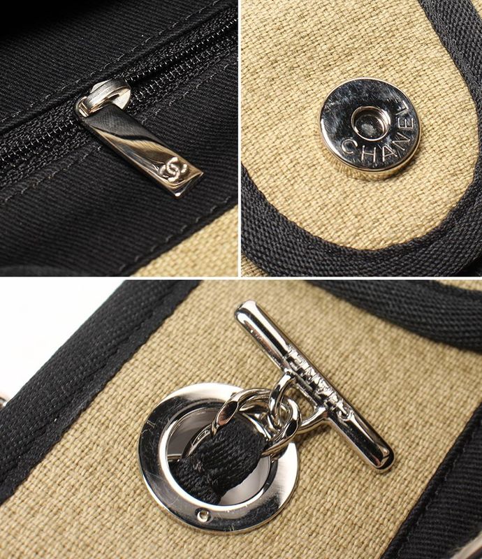 Chanel Chain Shoulder Bag Tote Bag Shoulder Silver Hardware Canvas Deauville PM