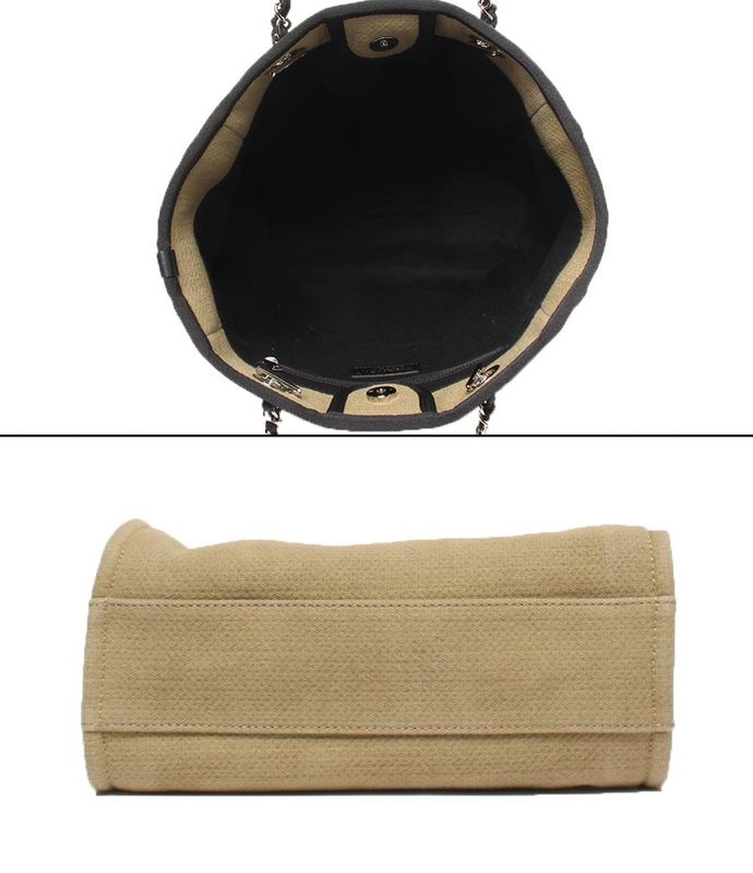 Chanel Chain Shoulder Bag Tote Bag Shoulder Silver Hardware Canvas Deauville PM