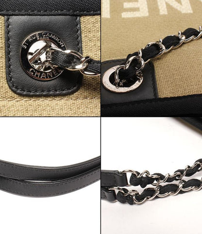 Chanel Chain Shoulder Bag Tote Bag Shoulder Silver Hardware Canvas Deauville PM