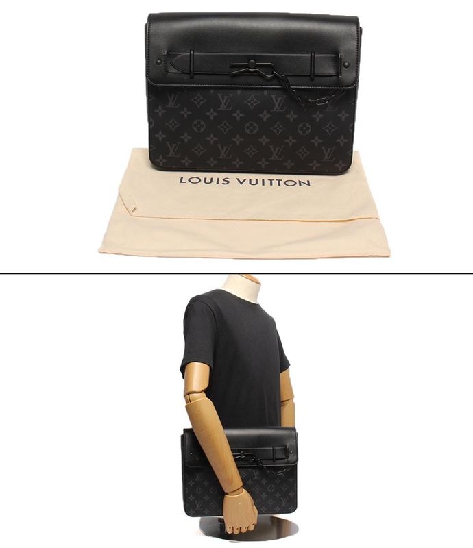 Louis Vuitton Clutch Bag Second Bag Monogram Eclipse Pochette Steamer M80107