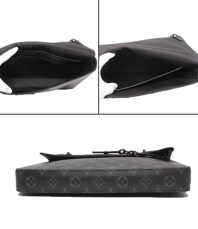 Louis Vuitton Clutch Bag Second Bag Monogram Eclipse Pochette Steamer M80107