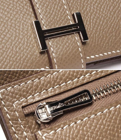 Hermes Bifold Wallet Silver Hardware Engraved Y Etoupe Bearn Compact Ladies