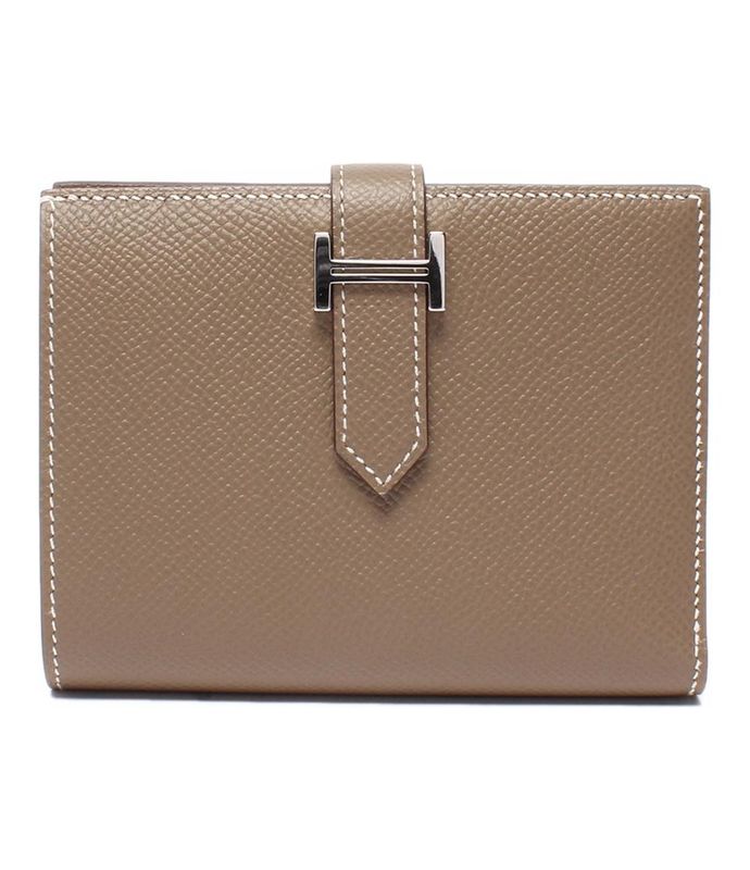 Hermes Bifold Wallet Silver Hardware Engraved Y Etoupe Bearn Compact Ladies