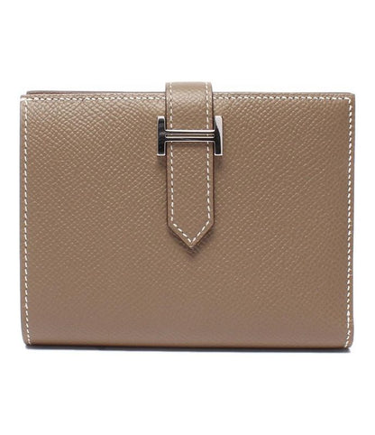 Hermes Bifold Wallet Silver Hardware Engraved Y Etoupe Bearn Compact Ladies