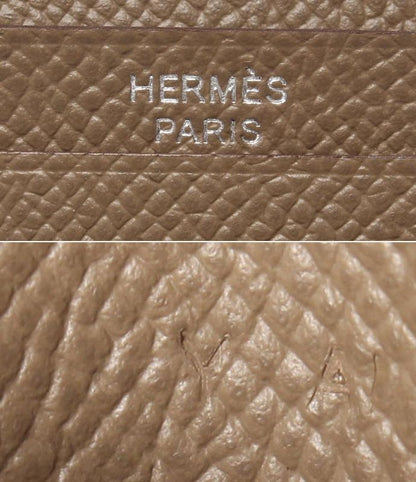 Hermes Bifold Wallet Silver Hardware Engraved Y Etoupe Bearn Compact Ladies
