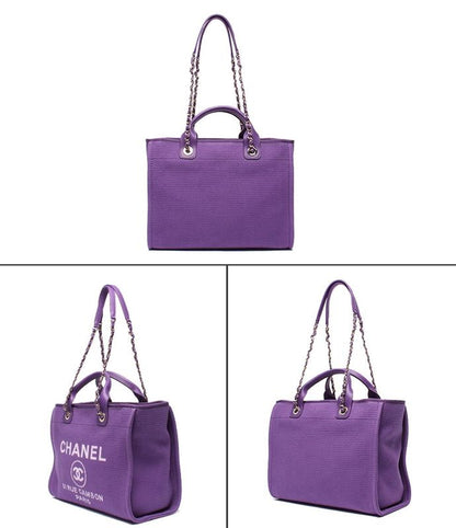 Chanel Tote Bag Handbag Gold Hardware Shoulder Deauville As3257 Women's Chanel