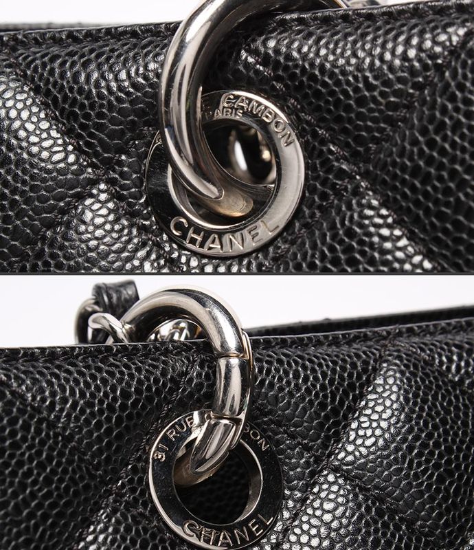 Chanel Chain Tote Bag Grand Shopping GST Silver Hardware Caviar Skin Matelasse