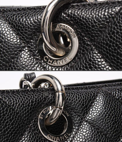 Chanel Chain Tote Bag Grand Shopping GST Silver Hardware Caviar Skin Matelasse