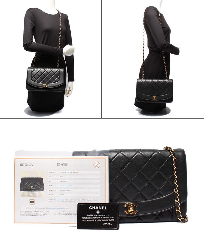 Chanel Chain Shoulder Bag Diana Lambskin 2nd Gold Hardware Single Flap Single