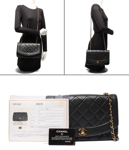 Chanel Chain Shoulder Bag Diana Lambskin 2nd Gold Hardware Single Flap Single