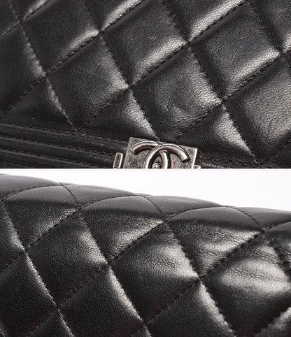 Chain Shoulder Wallet Crossbody Silver Hardware Lambskin Matelasse Boy Chanel
