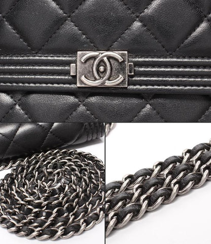 Chain Shoulder Wallet Crossbody Silver Hardware Lambskin Matelasse Boy Chanel