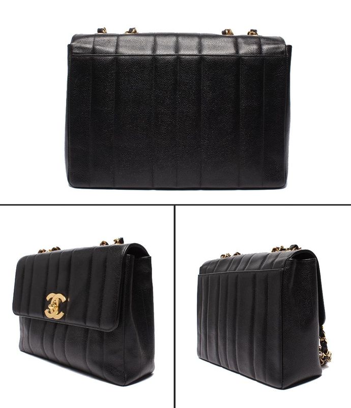 Chanel Chain Shoulder Bag Double Chain Gold Hardware Caviar Skin 3rd Shoulder