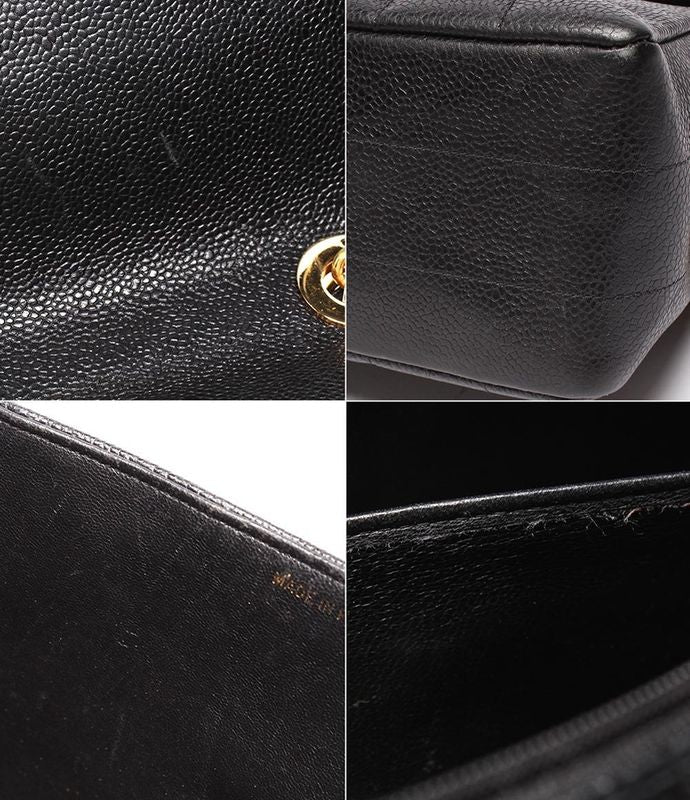 Chanel Chain Shoulder Bag Double Chain Gold Hardware Caviar Skin 3rd Shoulder