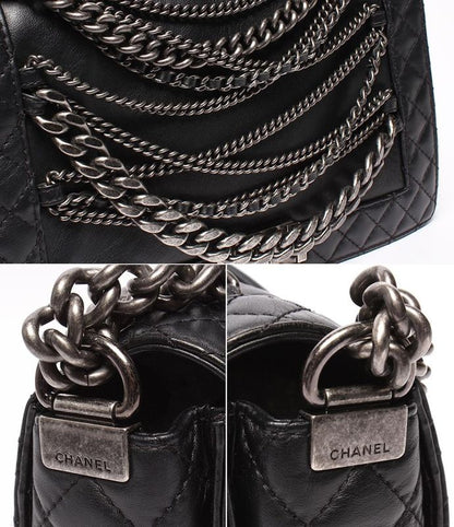 Chanel Chain Shoulder Bag Boy Chanel 28 Silver Hardware Cancer Metallic