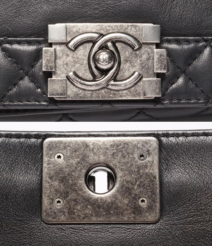 Chanel Chain Shoulder Bag Boy Chanel 28 Silver Hardware Cancer Metallic