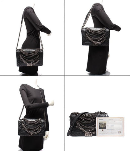 Chanel Chain Shoulder Bag Boy Chanel 28 Silver Hardware Cancer Metallic