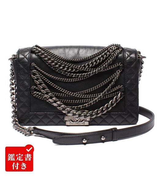 Chanel Chain Shoulder Bag Boy Chanel 28 Silver Hardware Cancer Metallic