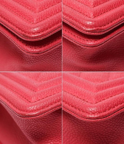 Chanel Chain Shoulder Bag Silver Hardware Caviar Skin Boy Chanel 25 Women Chanel