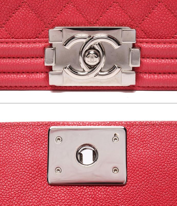 Chanel Chain Shoulder Bag Silver Hardware Caviar Skin Boy Chanel 25 Women Chanel