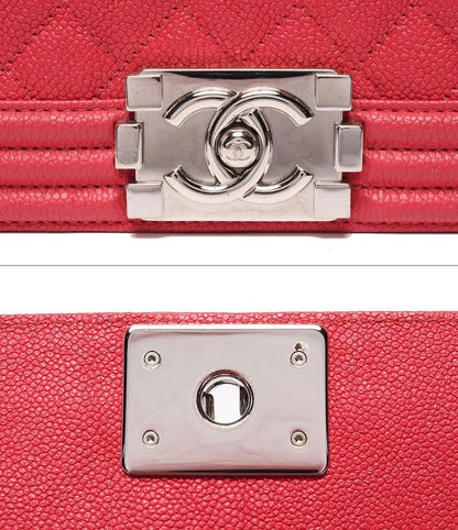 Chanel Chain Shoulder Bag Silver Hardware Caviar Skin Boy Chanel 25 Women Chanel