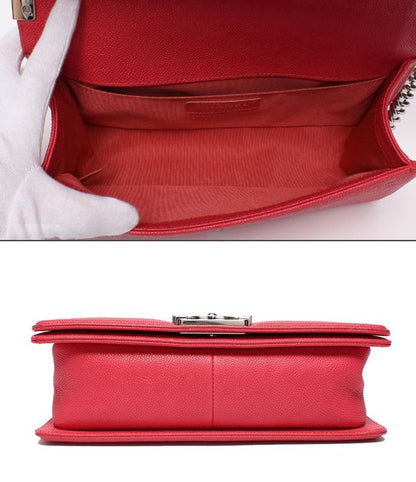 Chanel Chain Shoulder Bag Silver Hardware Caviar Skin Boy Chanel 25 Women Chanel