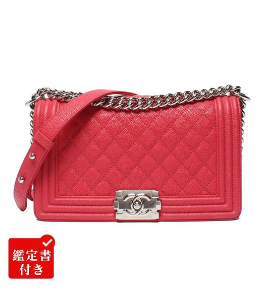 Chanel Chain Shoulder Bag Silver Hardware Caviar Skin Boy Chanel 25 Women Chanel