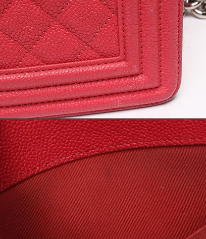 Chanel Chain Shoulder Bag Silver Hardware Caviar Skin Boy Chanel 25 Women Chanel