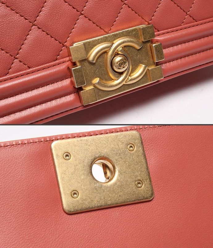 Chanel Chain Shoulder Bag Gold Hardware Lambskin Boy Chanel 25 Women Chanel