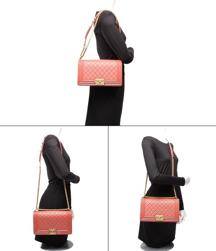 Chanel Chain Shoulder Bag Gold Hardware Lambskin Boy Chanel 25 Women Chanel