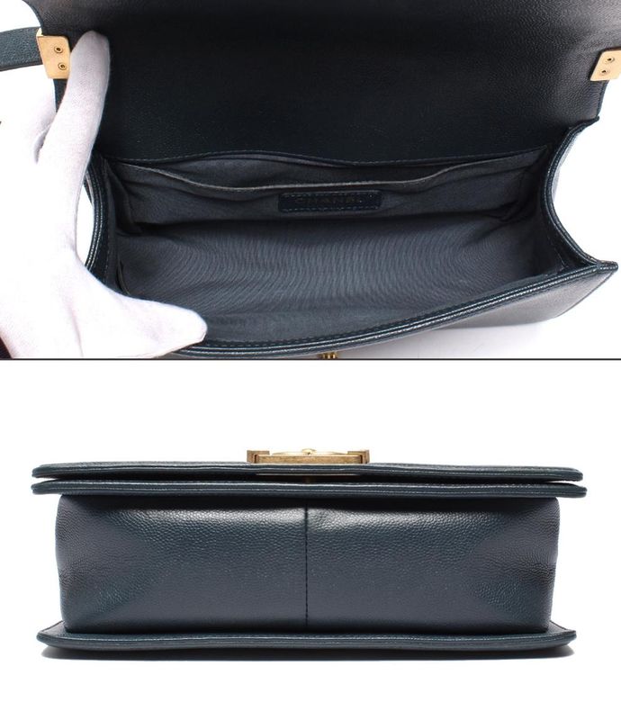 Chanel Chain Shoulder Bag Boy Chanel 25 Gold Hardware V Stitching Caviar Skin