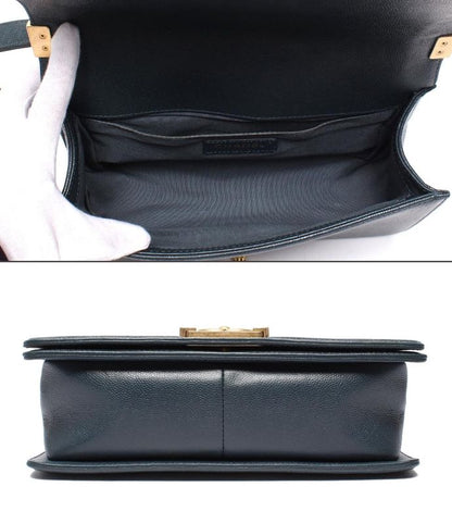 Chanel Chain Shoulder Bag Boy Chanel 25 Gold Hardware V Stitching Caviar Skin