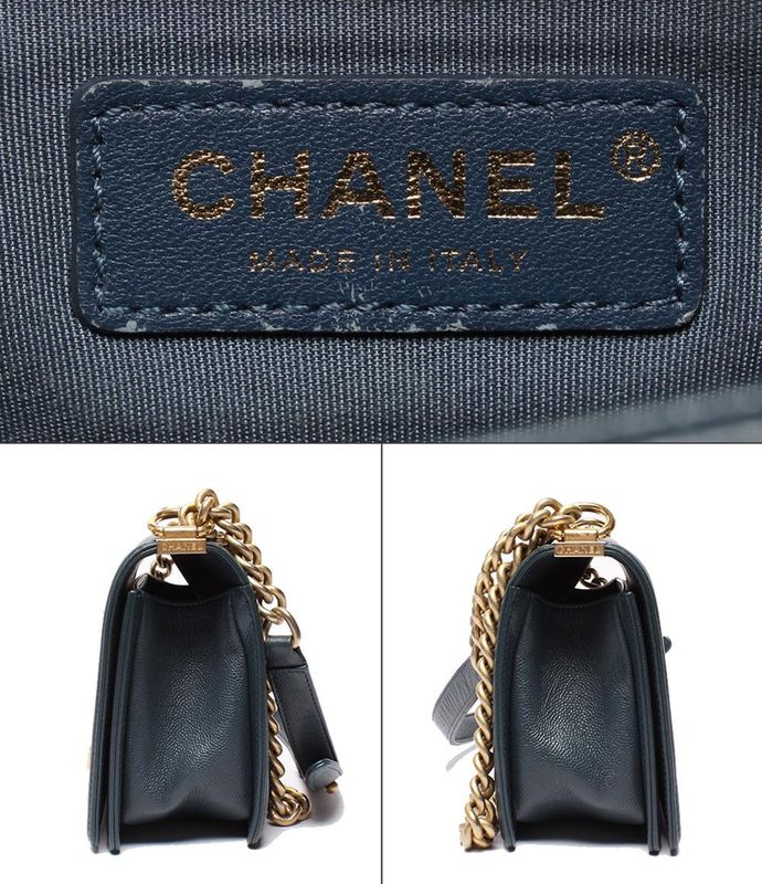 Chanel Chain Shoulder Bag Boy Chanel 25 Gold Hardware V Stitching Caviar Skin