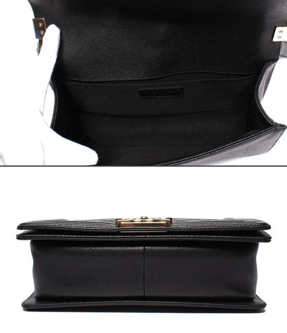 Chanel Chain Shoulder Bag Boy Chanel Gold Hardware Caviar Skin Matelasse 25