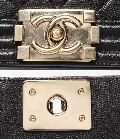 Chanel Chain Shoulder Bag Boy Chanel Gold Hardware Caviar Skin Matelasse 25
