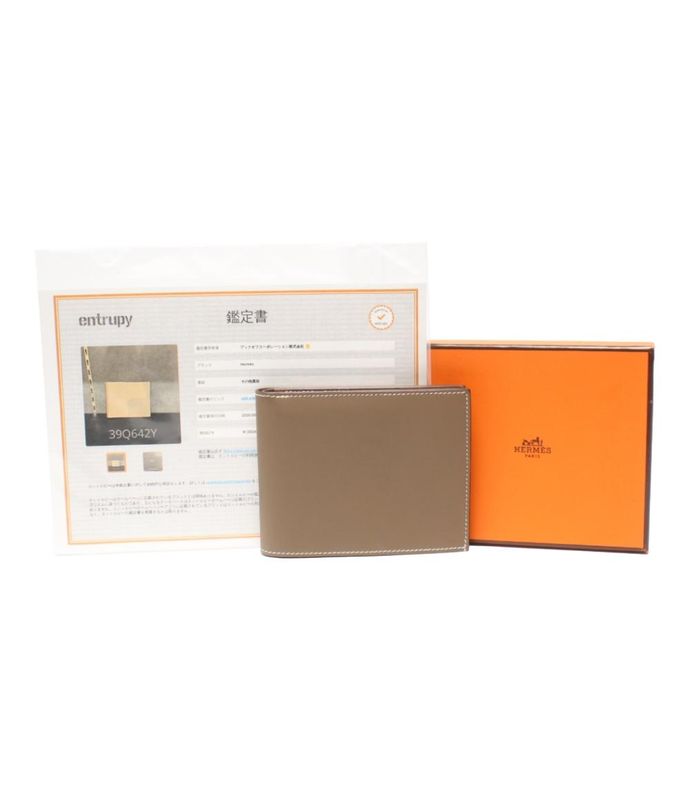 Hermes Bifold Wallet Engraved W Silk Quin Citizen Twill Compact Men's Hermes