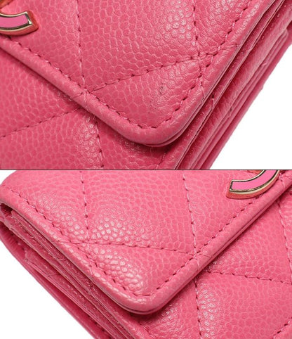 Chanel Trifold Wallet Caviar Skin Gold Hardware Matelasse Women Chanel