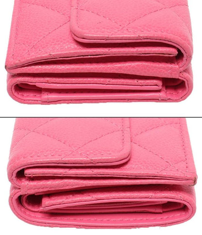 Chanel Trifold Wallet Caviar Skin Gold Hardware Matelasse Women Chanel