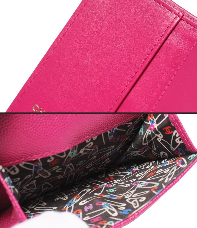 Matelasse Chanel Trifold Wallet Gold Hardware Caviar Skin Small Flap Wallet