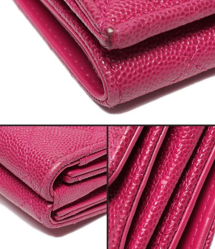 Matelasse Chanel Trifold Wallet Gold Hardware Caviar Skin Small Flap Wallet