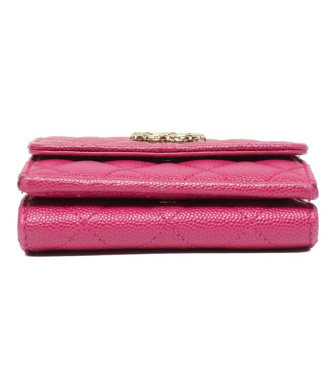 Matelasse Chanel Trifold Wallet Gold Hardware Caviar Skin Small Flap Wallet