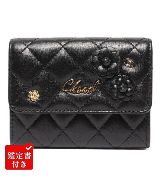 Chanel Compact Wallet Mini Wallet Gold Hardware 27th Camellia Women's Chanel
