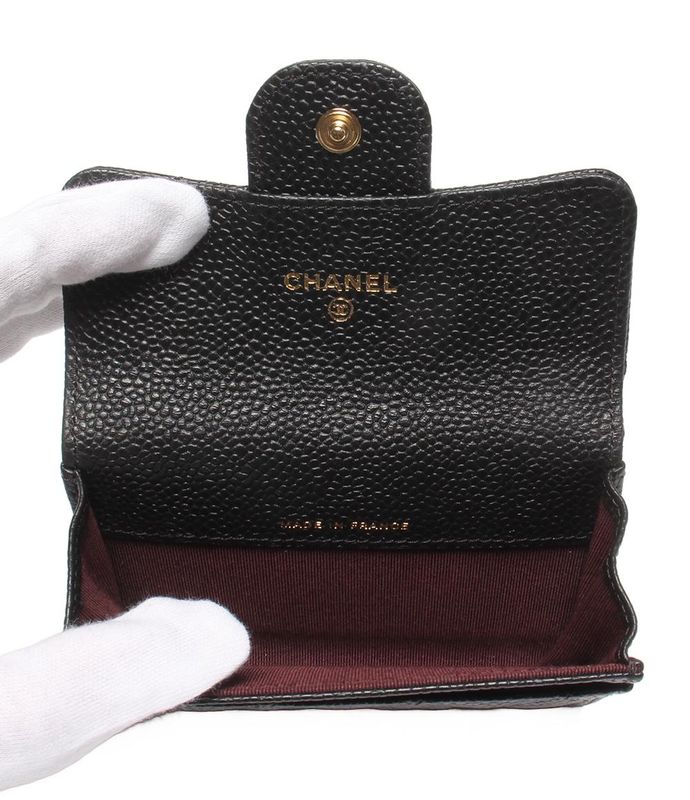 Card Case Matelasse Chanel Gold Hardware Caviar Skin Women's Chanel