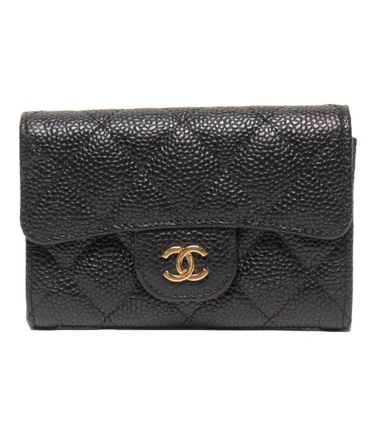 Card Case Matelasse Chanel Gold Hardware Caviar Skin Women's Chanel