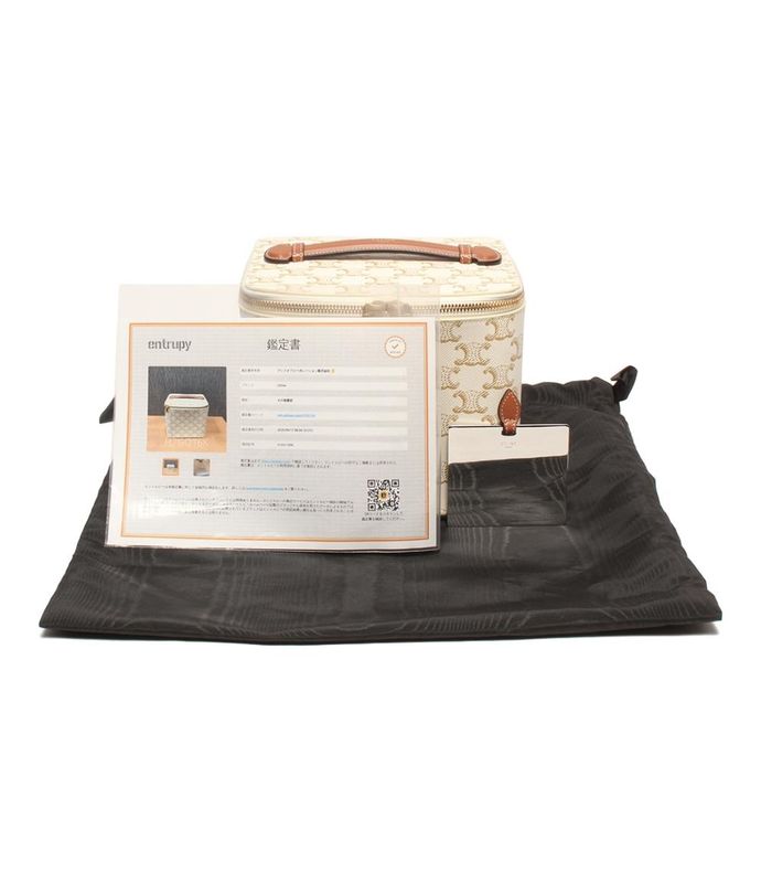 Celine Handbag Square Vanity Case Triomphe Canvas And Calfskin Ladies Celine