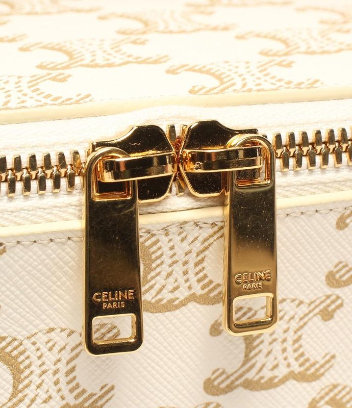 Celine Handbag Square Vanity Case Triomphe Canvas And Calfskin Ladies Celine