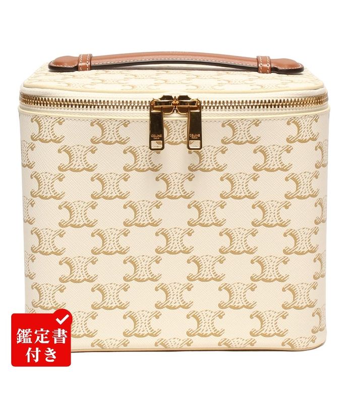 Celine Handbag Square Vanity Case Triomphe Canvas And Calfskin Ladies Celine