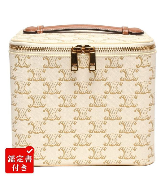 Celine Handbag Square Vanity Case Triomphe Canvas And Calfskin Ladies Celine