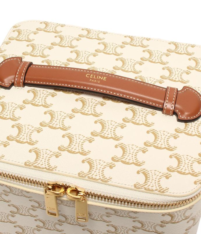 Celine Handbag Square Vanity Case Triomphe Canvas And Calfskin Ladies Celine