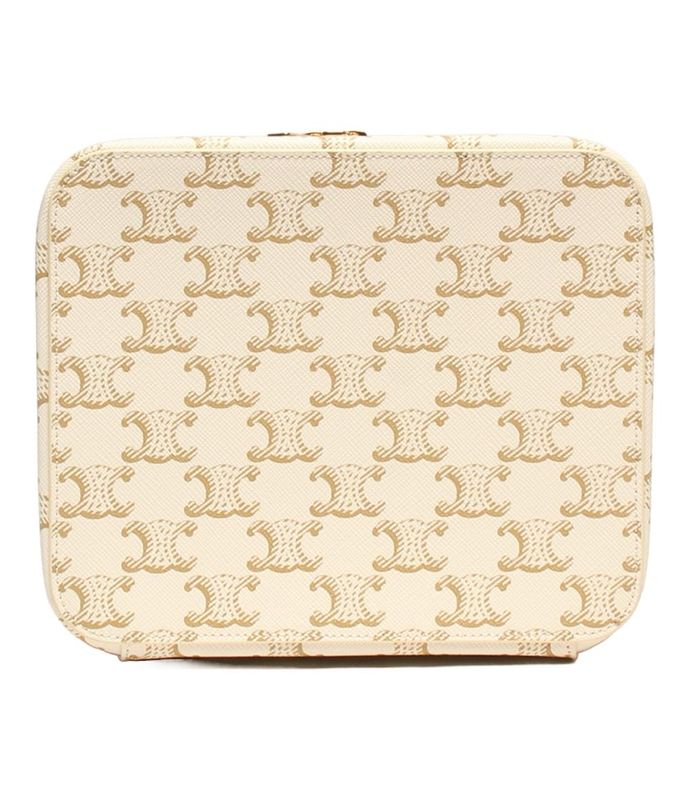 Celine Handbag Square Vanity Case Triomphe Canvas And Calfskin Ladies Celine